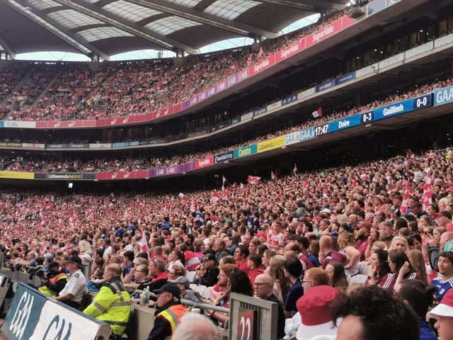 A cross section of the support in the stands at Croke Park for Derry's All Ireland semi-final.
