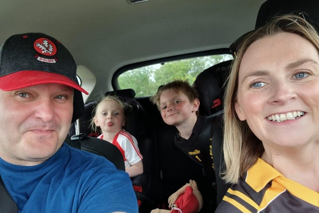 Sara Lynch and her family on the road to Croker.