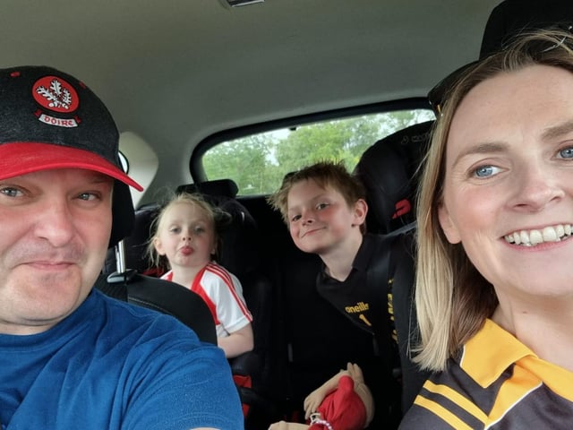 Sara Lynch and her family on the road to Croker.