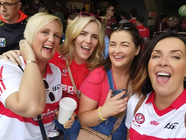 DERRY GIRLS . . . These fans didn't let the defeat to Galway spoil their day in Croke Park.