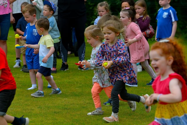 Competitors in the children’s egg and spoon race at the Muff Family Funday held on Sunday afternoon last. Photograph: George Sweeney.  DER2228GS – 029