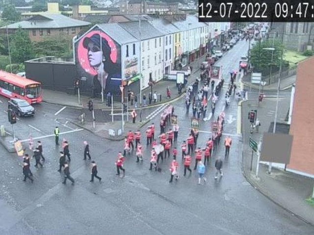 Local Orangemen and bandsmen at Dale's Corner.