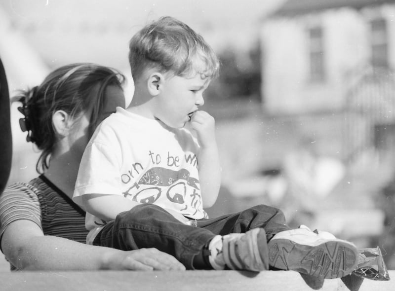 Enjoying the Carn festival parade in July 1997.