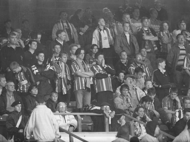 A section of the crowd in attendance at Derry City’s match against Newcastle United in the Irish International Soccer Tournament in Landowne Road in July 1997.