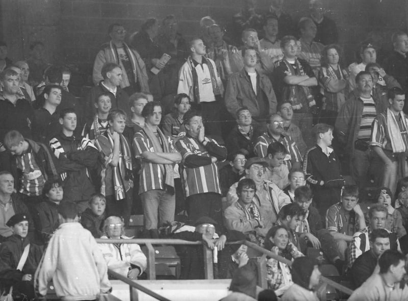 A section of the crowd in attendance at Derry City’s match against Newcastle United in the Irish International Soccer Tournament in Landowne Road in July 1997.