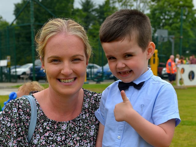 Five year-old Nolan McEhhinney pictured with his mum Danielle at the Muff Family Funday held on Sunday afternoon last. Photograph: George Sweeney. DER2228GS – 021