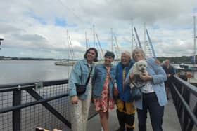 Jane, Kate, Gerard, Sharon and Dolly the dog reunited at long last.