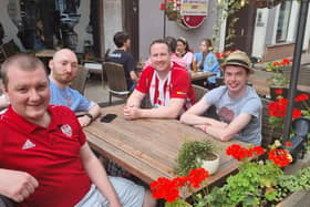 Derry City fans have been gathering in their numbers in the Latvian capital. Photograph by Kevin Moore.