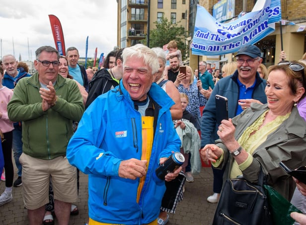 Derry man Gerard Doherty who received a rapturous welcome from family and friends when he arrived home on the Clipper Round The World Yacht  Ha Long Bay, Vietnam 
at the Foyle Marina in Derry-Londonderry after completing the transatlantic leg between New York and his home city. Picture Martin McKeown. 13.07.22