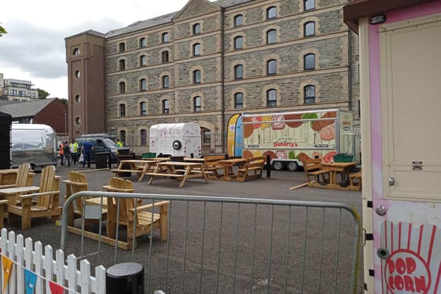 Setting up stall for the Legenderry Street Food Festival in Derry.