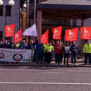 Unite members at a previous strike at the council offices.