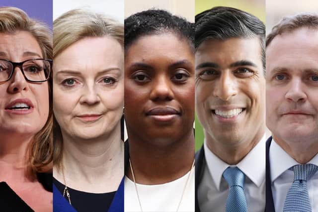 The Conservative Party will now choose two candidates from the five remaining party members vying to replace Boris Johnson to go through to the final stage. The new party leader and new Prime Minister of the UK will be confirmed in September. (L-R) Penny Mordaunt, Liz Truss, Kemi Badenoch, Rishi Sunak, Tom Tugendhat. (Photo by Getty Images)