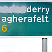 Road signs to Derry are often vandalised.