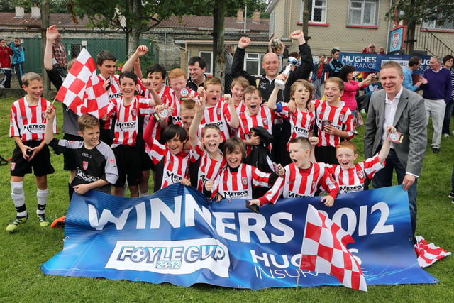 ©/Lorcan Doherty Photography -  July 21th 2012. 

Hughes Insurance Foyle Cup U-12 Plate Final. Derry and District Youth FA V Cavan Monaghan Youth League. Brian McDowell, Head of Sales and Marketing at Hughes Insurance, with the victorious Derry and District Youth League team.

Photo Credit Lorcan Doherty Photography