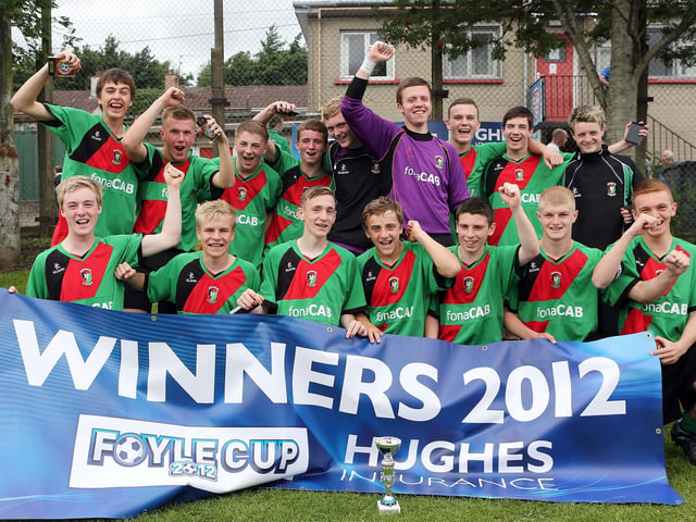 ©/Lorcan Doherty Photography - July 20th 2012.
Hughes Insurance Foyle Cup U-16 Pate Final. Glentoran V Strabane Athletic. Glentoran who defeated Strabane Athletic one goal to nil in the U-16 Plate final.
Photo Credit Lorcan Doherty Photography
