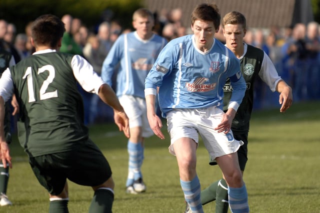 Ballymena United's Eoin Gillan pictured on the ball during their match against Hibernian on Friday night. 2407JM05