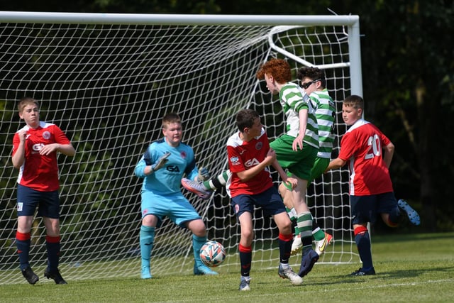 Action from Top of the Hill Celtic versus Clooney in the O'Neills Foyle Cup U13 section. Picture by Jim McCafferty