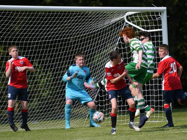 Action from Top of the Hill Celtic versus Clooney in the O'Neills Foyle Cup U13 section. Picture by Jim McCafferty