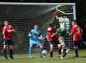 Action from Top of the Hill Celtic versus Clooney in the O'Neills Foyle Cup U13 section. Picture by Jim McCafferty