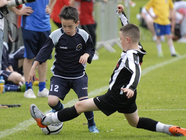 Institute under-11's player Steven Burnett pictured in action during their Foyle Cup match against St. Oliver Plunkett. LS30-190KM10