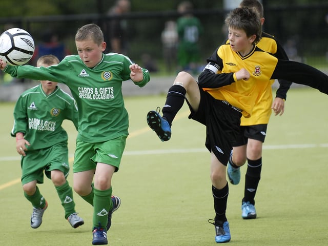 Limavady United under-10's captain Mark Creane pictured in action during their Foyle Cup match against Shankill Youth. LS30-194KM10