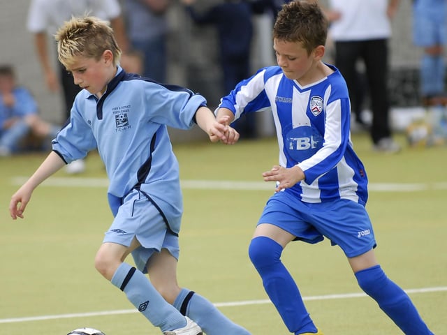 Derry & District Youth League under-10's striker Conor McGowan pictured in action during their match against Coleraine Colts in the Foyle Cup. LS30-197KM10