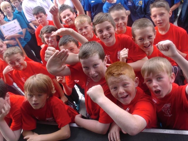 Members of the Derry City Academy, pictured enjoying the launch of the Foyle Cup. (2107SL08)