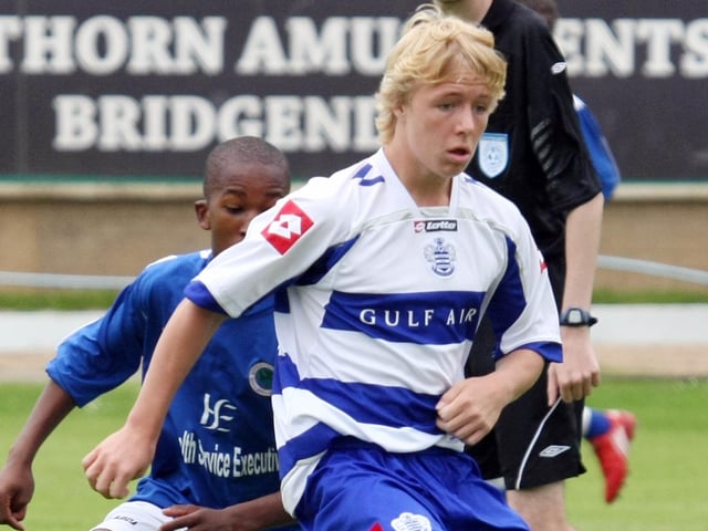 Conor Pepper in control of the ball for QPR against NECSL, in the U16 Cup Final, played at the Brandywell Stadium, during the Foyle Cup 2010.  2407GM05