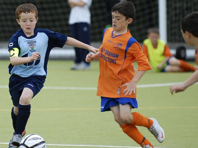 Institute under-10's captain Ben Spratt pictured on the ball during their Foyle Cup match against Mulroy Academy. LS30-187KM10