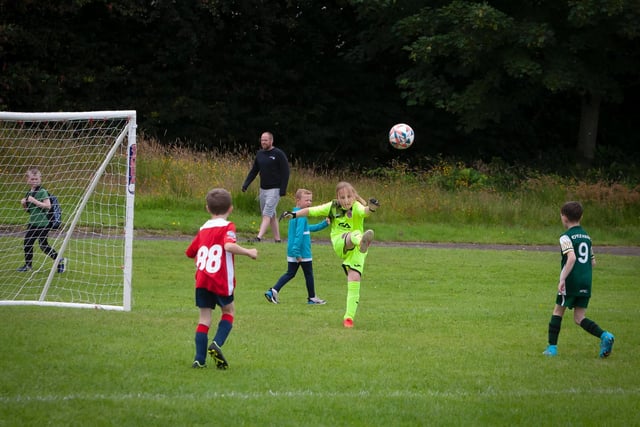 A big punt upfield by the keeper during this Foyle Cup clash.
