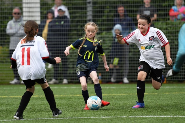 Sion Swifts Wildcats player Cara Brown in action during their Girls U-11 match against Maiden City Girls.