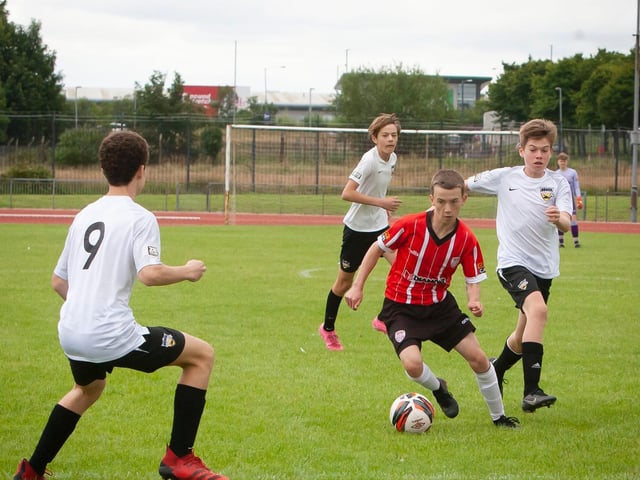 Action from Derry City's clash with Beach FC from California