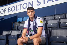 Former Derry City captain Eoin Toal is unveiled as a Bolton Wanderers player this week. Photograph courtesy of Bolton Wanderers.