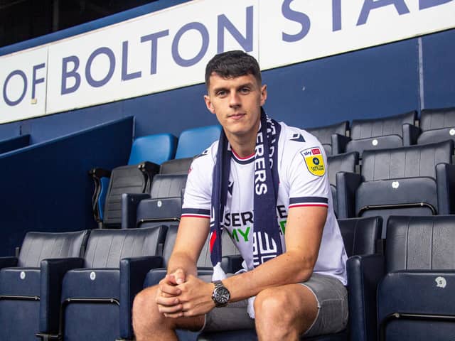 Former Derry City captain Eoin Toal is unveiled as a Bolton Wanderers player this week. Photograph courtesy of Bolton Wanderers.