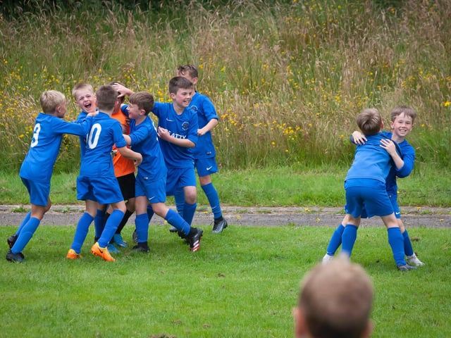 Penalty victory celebrations from the Magherafelt Sky Blues v. Ballinamallard u-9 clash at Templemore on Thursday afternoon.