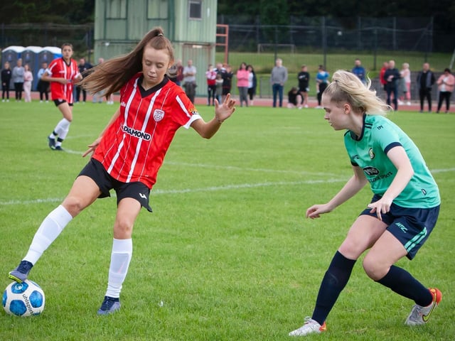 Action from Sion Swifts versus Derry City final on Thursday.