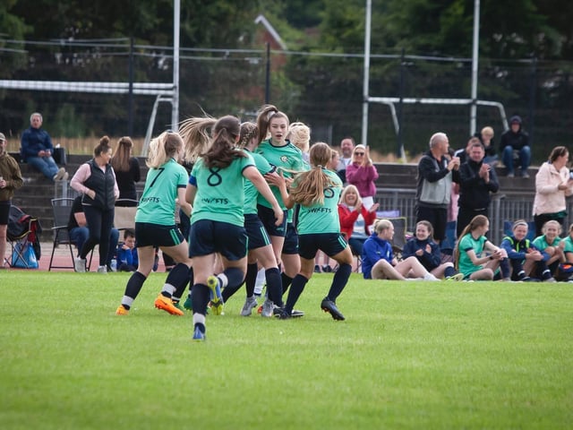 Sion Swifts U16s celebrate victory over Derry in the U16 showpiece.
