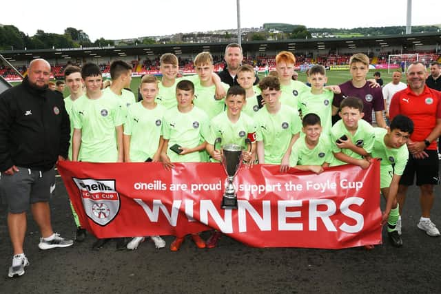 Cliftonville won the O'Neills Foyle Cup U14 title, after beating Tristar, in Saturday's final, at the Ryan McBride Brandywell Stadium. Picture by Keith Moore