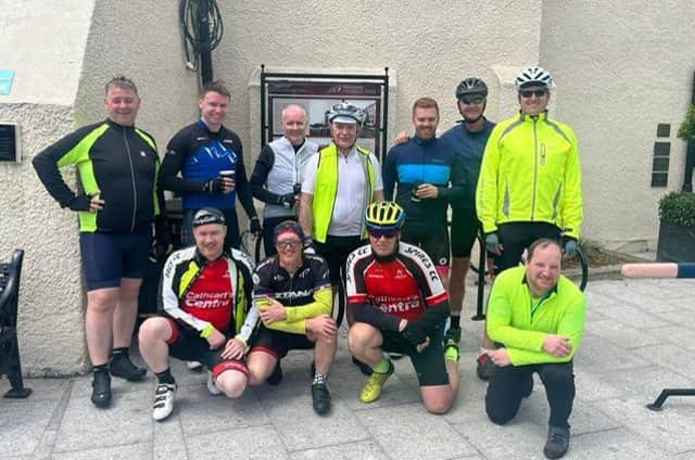 A group of Derry cyclists from Bellaghy, Castledawson, Draperstown and Loup who will complete the 300 mile journey from Derry to Kerry in an effort to raise £20,220 for the charity, BUMBLEance.