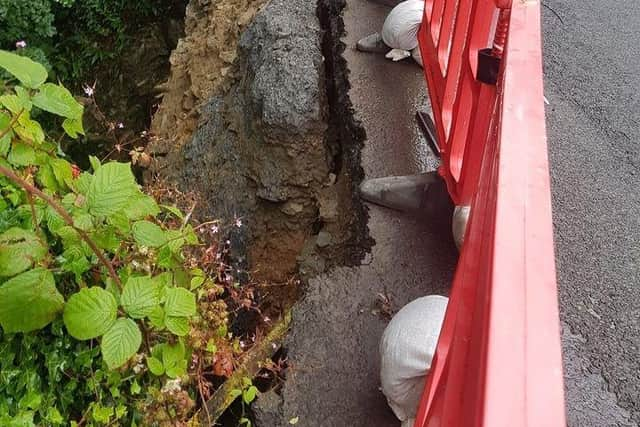 The damaged wall at Redcastle.