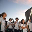 Derry judoka Bethany McCauley pictured carrying the Team Ireland flag at the European Youth Olympics in Slovakia.