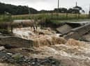 A section of the Moville Shore Walk damaged by floods.