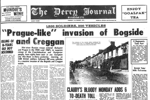 The front page of the Derry Journal following Operation Motorman.