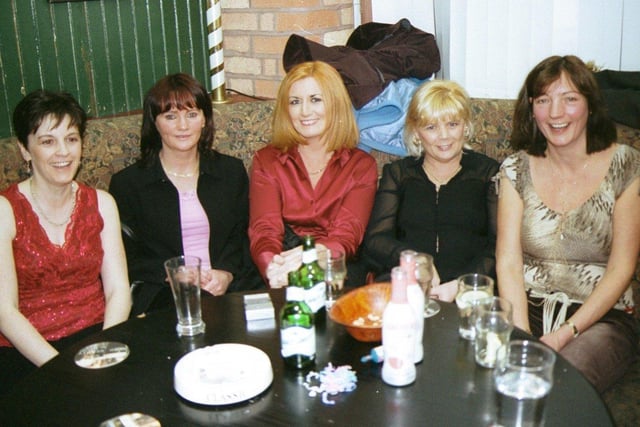 September 2002... Enjoying a night out at the Village Inn are, from left, Bridgeen Doherty, Mariella Page, Rosa Fox, Cecilia O'Doherty and Cathy McCullagh.