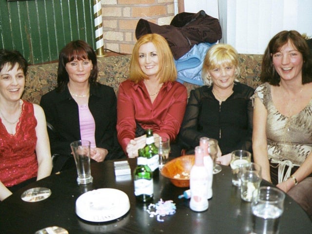 September 2002... Enjoying a night out at the Village Inn are, from left, Bridgeen Doherty, Mariella Page, Rosa Fox, Cecilia O'Doherty and Cathy McCullagh.