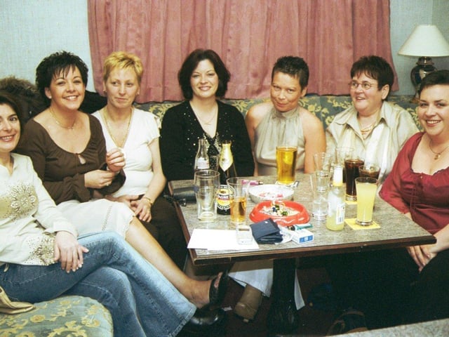 September 2002... Girl power at the Rocking Chair. From left are Mary Harkin, Christine Lamberton, Esmee Devine, Kelly McNutt, Wendy McConomy, Betty McClenaghan and Patricia O'Donnell.