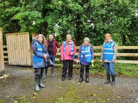 Trish Murphy from IWT along with other ECO Carn volunteers at a previous balsalm bashing event along the Donagh River.