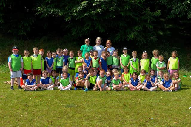 Some of the children who took part in the Hillcrest Trust and Irish Street Youth and Community Association’s Waterside Shared Village Summer Scheme at the An Chroí Community Hub on Friday afternoon last. Photo: George Sweeney.  DER2230GS – 023