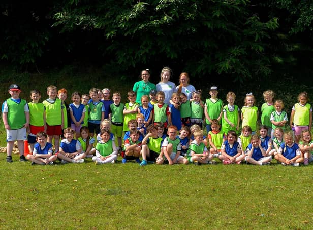 Some of the children who took part in the Hillcrest Trust and Irish Street Youth and Community Association’s Waterside Shared Village Summer Scheme at the An Chroí Community Hub on Friday afternoon last. Photo: George Sweeney.  DER2230GS – 023