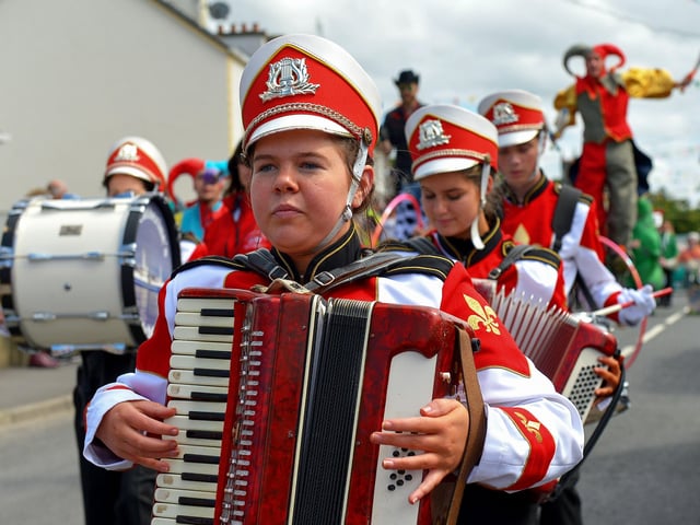 St Catherine’s Accordion Band from Killybegs took part in the Clonmany Festival Parade held on Sunday afternoon last. Photo: George Sweeney.  DER2231GS – 005